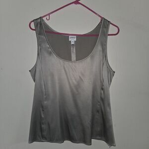 Armani Collezioni Silver Round Neck Side Zip Tank Top Blouse IT 46 US 10